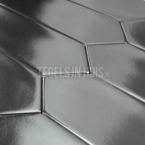 wandtegel hexagon lanse metallic zilver 5x25