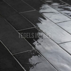 wandtegel tribe 6x24,6 cm handvorm glans basalt donker grijs verouderd