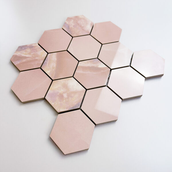 vloertegel / wandtegel hexagon onix marmer roze gepolijst 29x27 matje